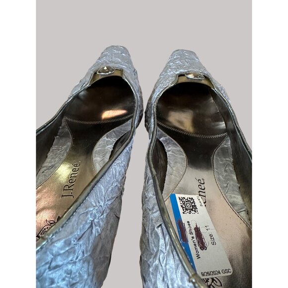 J. Renee Women's Silver Fabric Textured Heels Size 11 - Picture 13 of 14